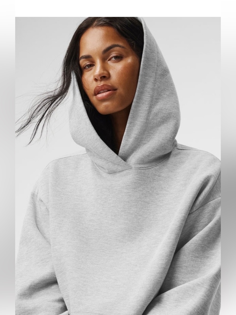 ALO Yoga Light Gray Cropped Hoodie